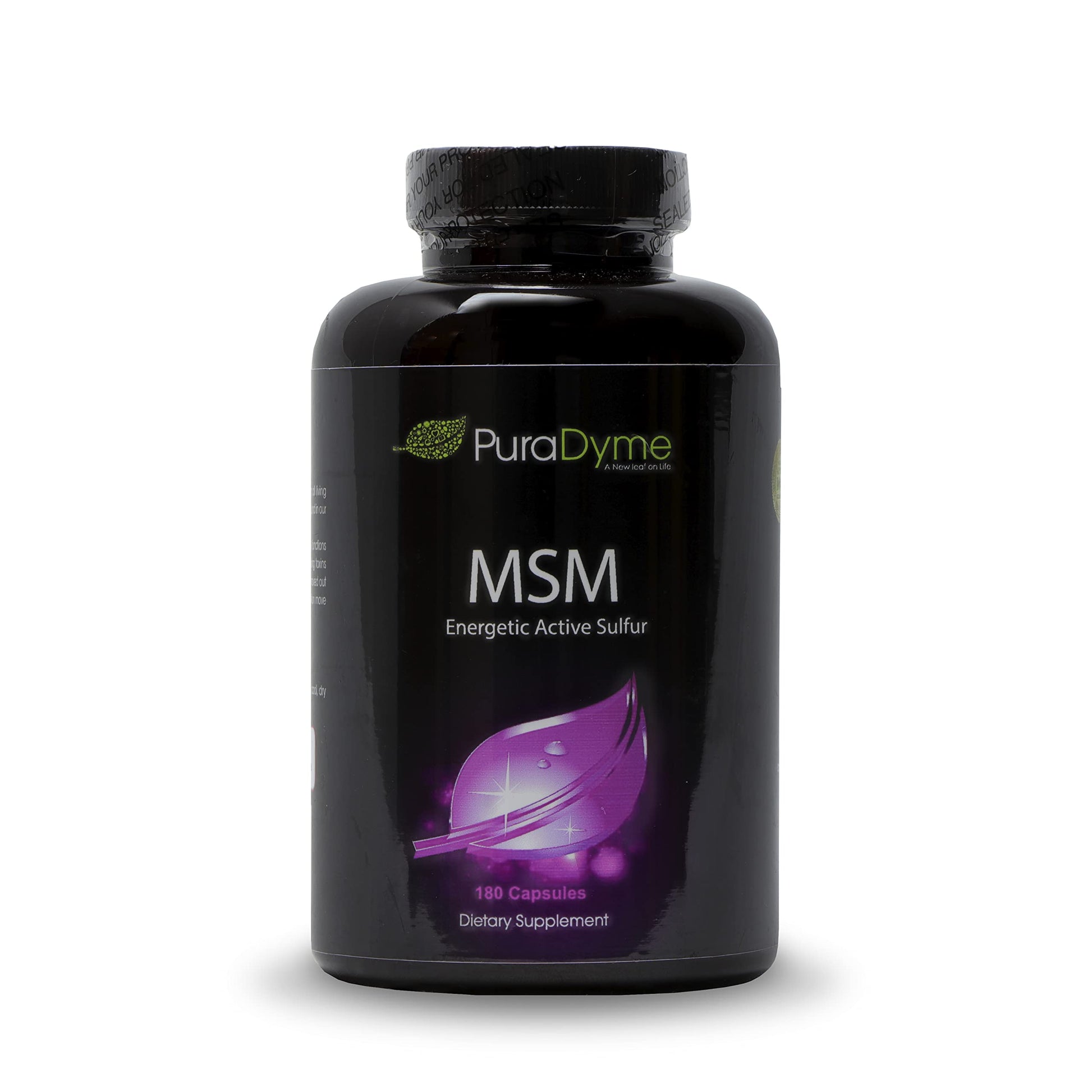 PuraDyme MSM with Cofactor Whole Food Blend Vegan Capsules, 180 Capsules