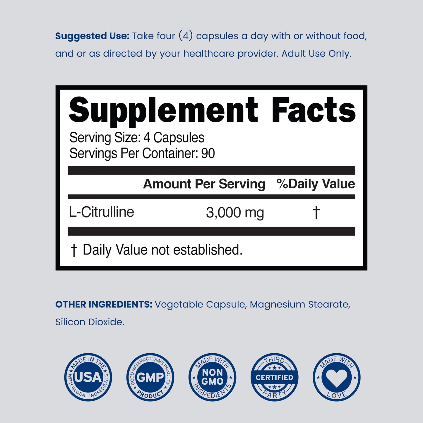 DORADO NUTRITION L-Citrulline 3000mg Supplement Capsules 360 Capsules