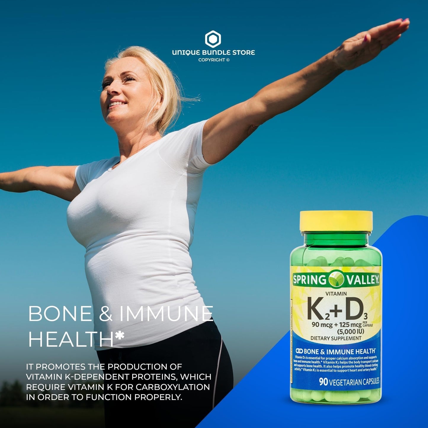 Unique Bundle Store Vitamin D3 K2 5000 IU 90 Capsules
