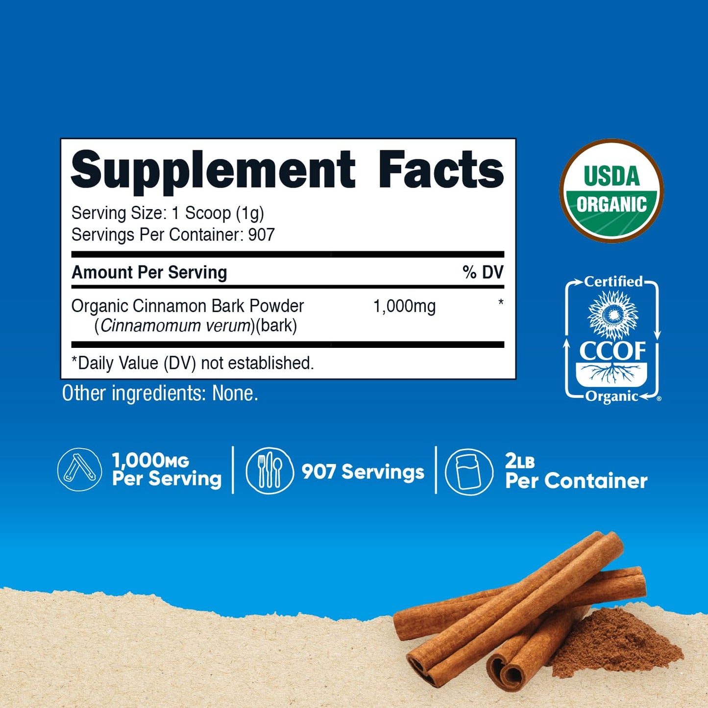 Nutricost Organic Ceylon Cinnamon Powder, 32.4 Ounce