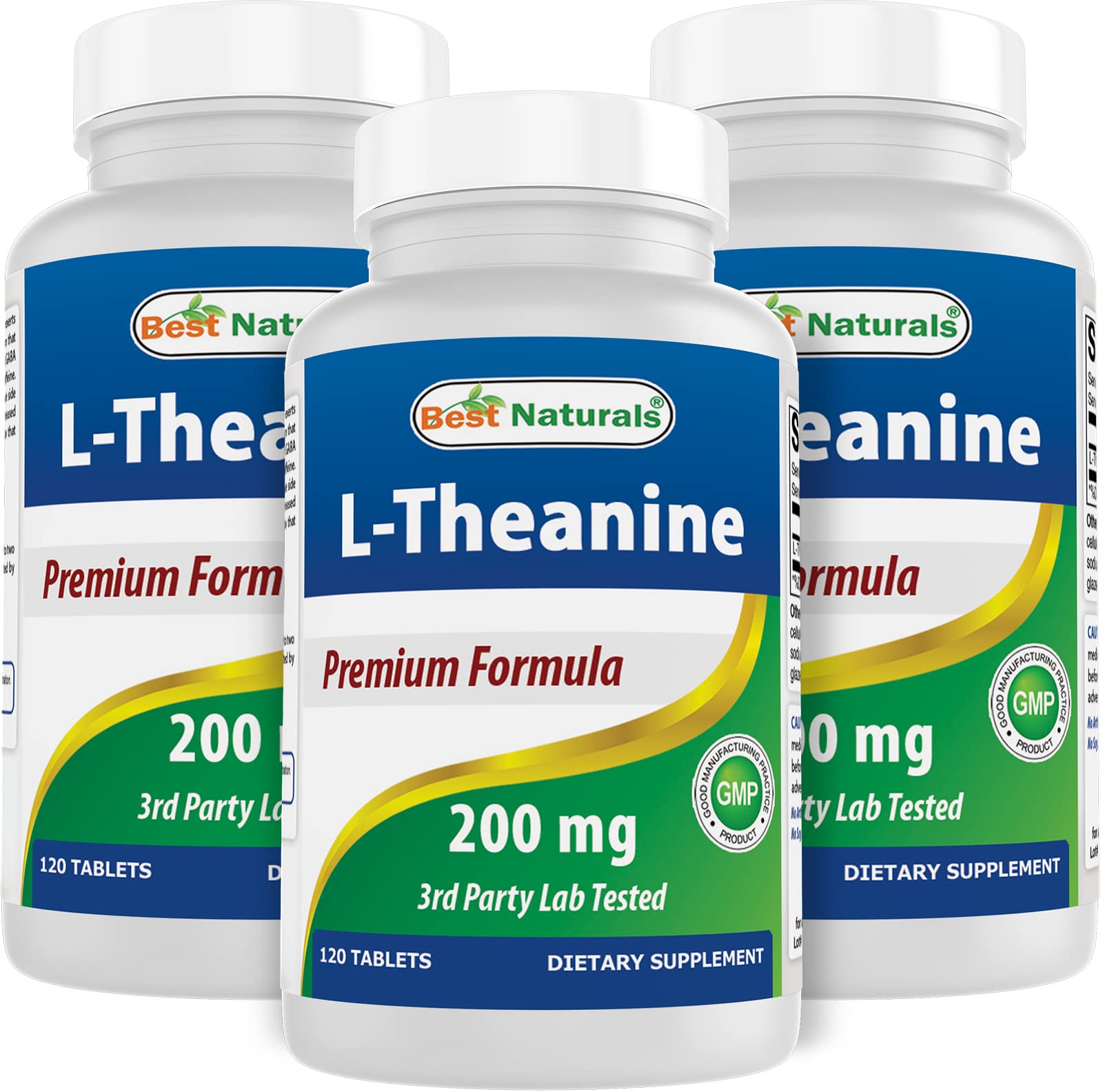 Best Naturals L-Theanine 200mg per Tablet (400mg per 2 Tablets) - Promotes Relaxation Without Drowsiness - 120 Vegetarian Tablets