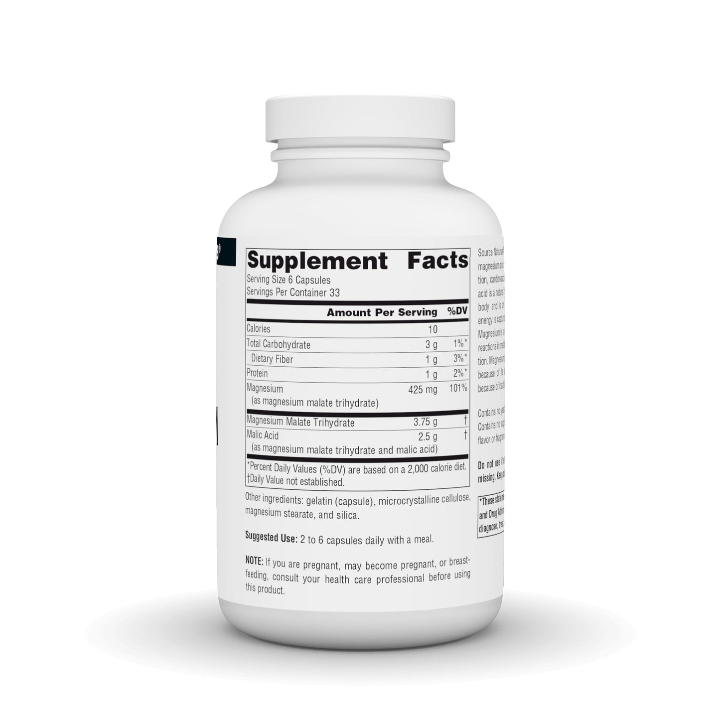 Source Naturals Magnesium Malate Capsules, 3750 mg, Supports Muscles and Energy Production, 200 Capsules