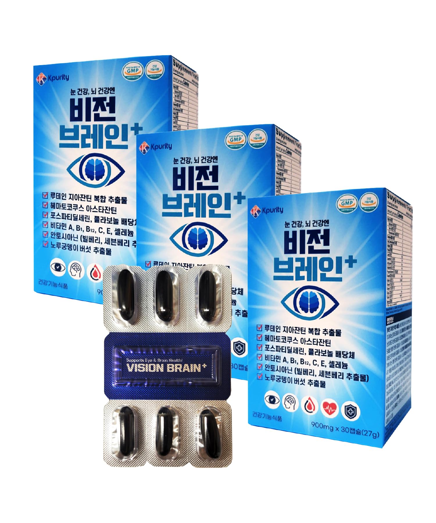 KPurity VisionBrain+ Eye & Brain Health Supplement with Lutein & Zeaxanthin Capsules 30 Count