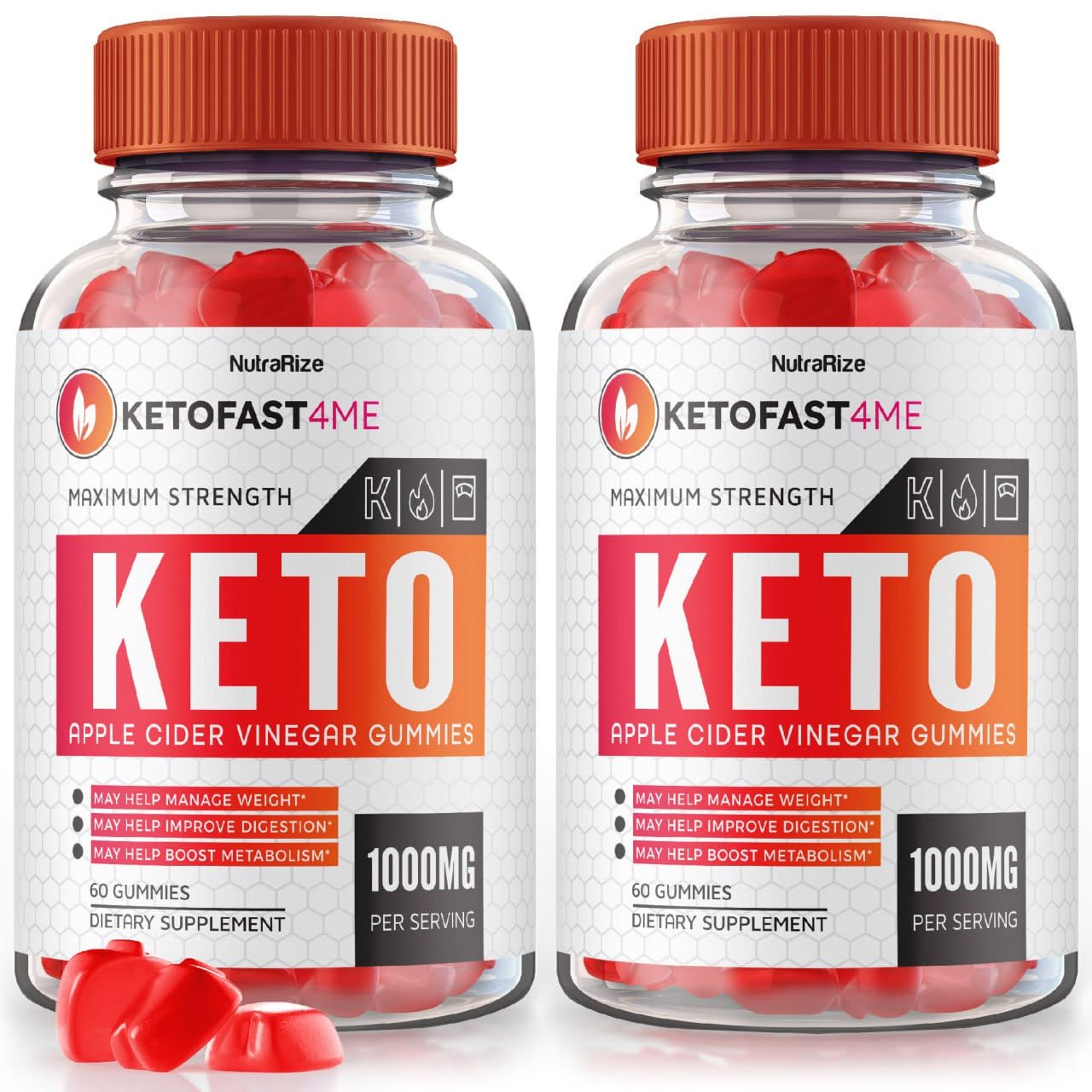 NutraRize KetoFast4ME ACV Gummies, 120 Gummies