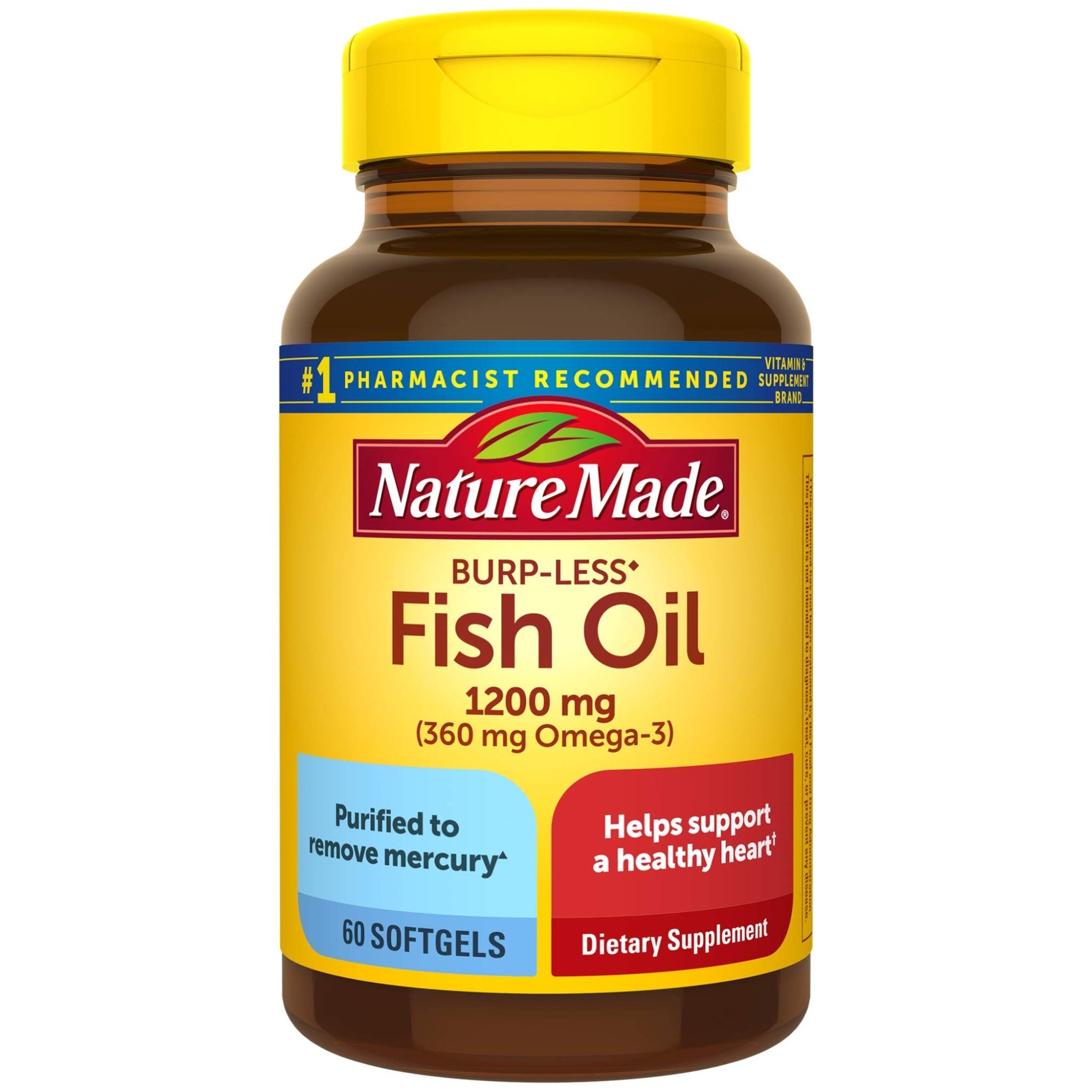 Nature Made Burp-Less Fish Oil 1200 mg Softgel, 180 Softgels