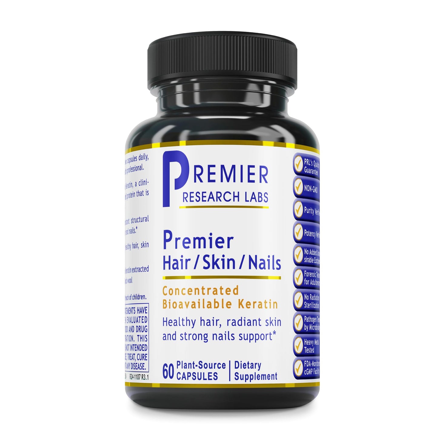 Premier Research Labs Premier Hair/Skin/Nails - Hair Growth Supplement for Women & Men with Keratin, Vitamins for Hair Growth, Beauty from Within for Hair, Skin and Nails, 60 Capsules