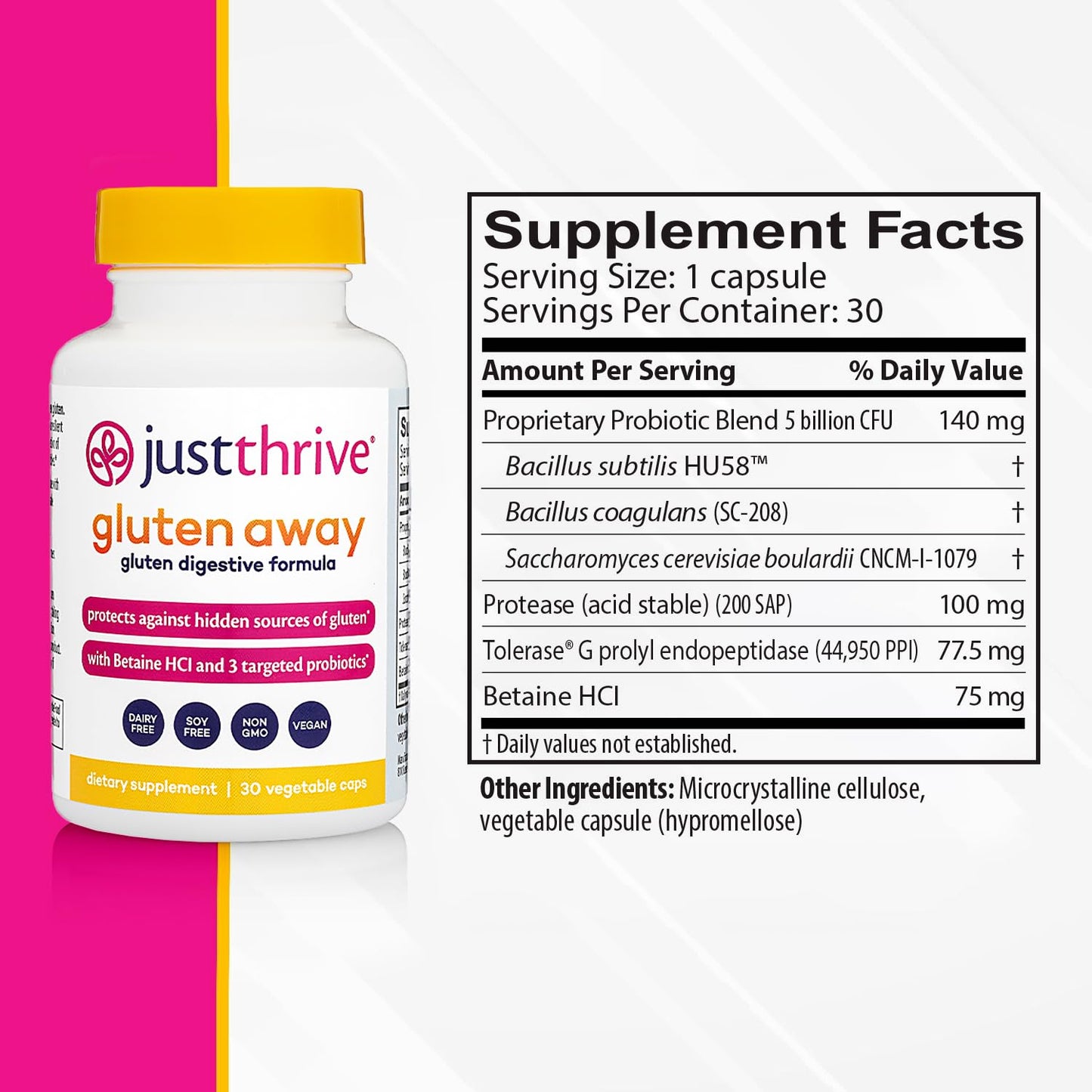 Just Thrive Gluten Away Capsules 30 Count