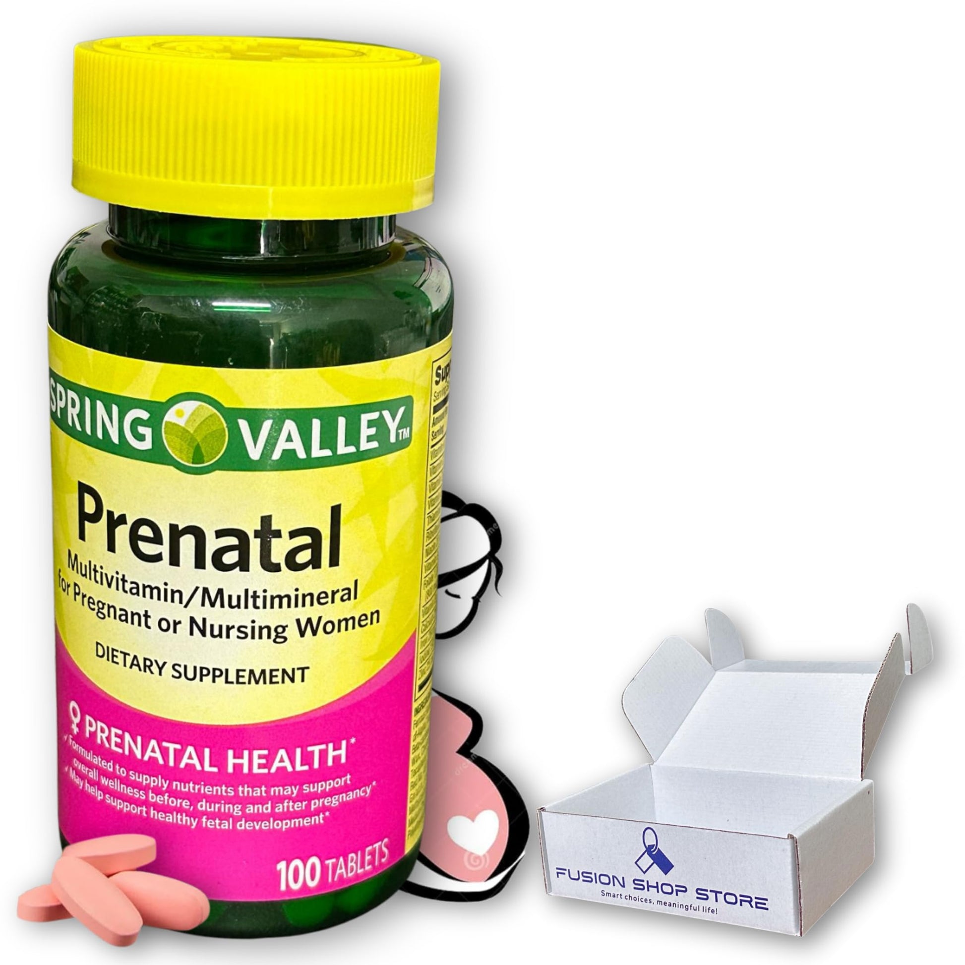 FUSION SHOP STORE Prenatal Vitamins Multivitamin Multimineral for Pregnant and Nursing Women Tablet, 100 Count