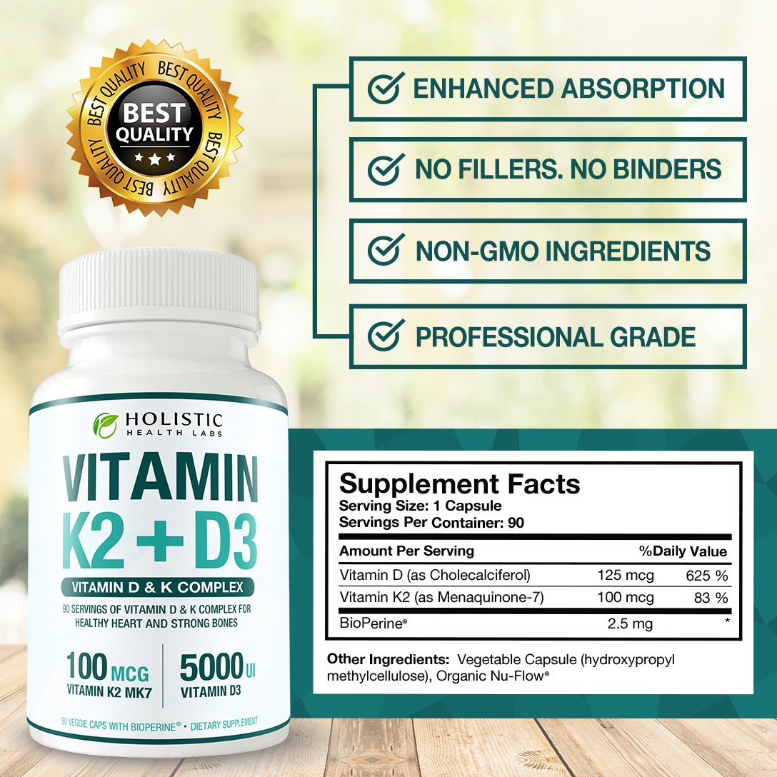 Wiseceutical Max Absorption Vitamin K2 + D3 & Organic Elderberry with Black Currant and Echinacea Capsules, 60 Count