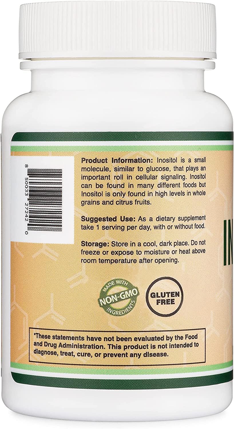 Double Wood Supplements Inositol (Myo-Inositol) Capsule 1000mg, 60 Count