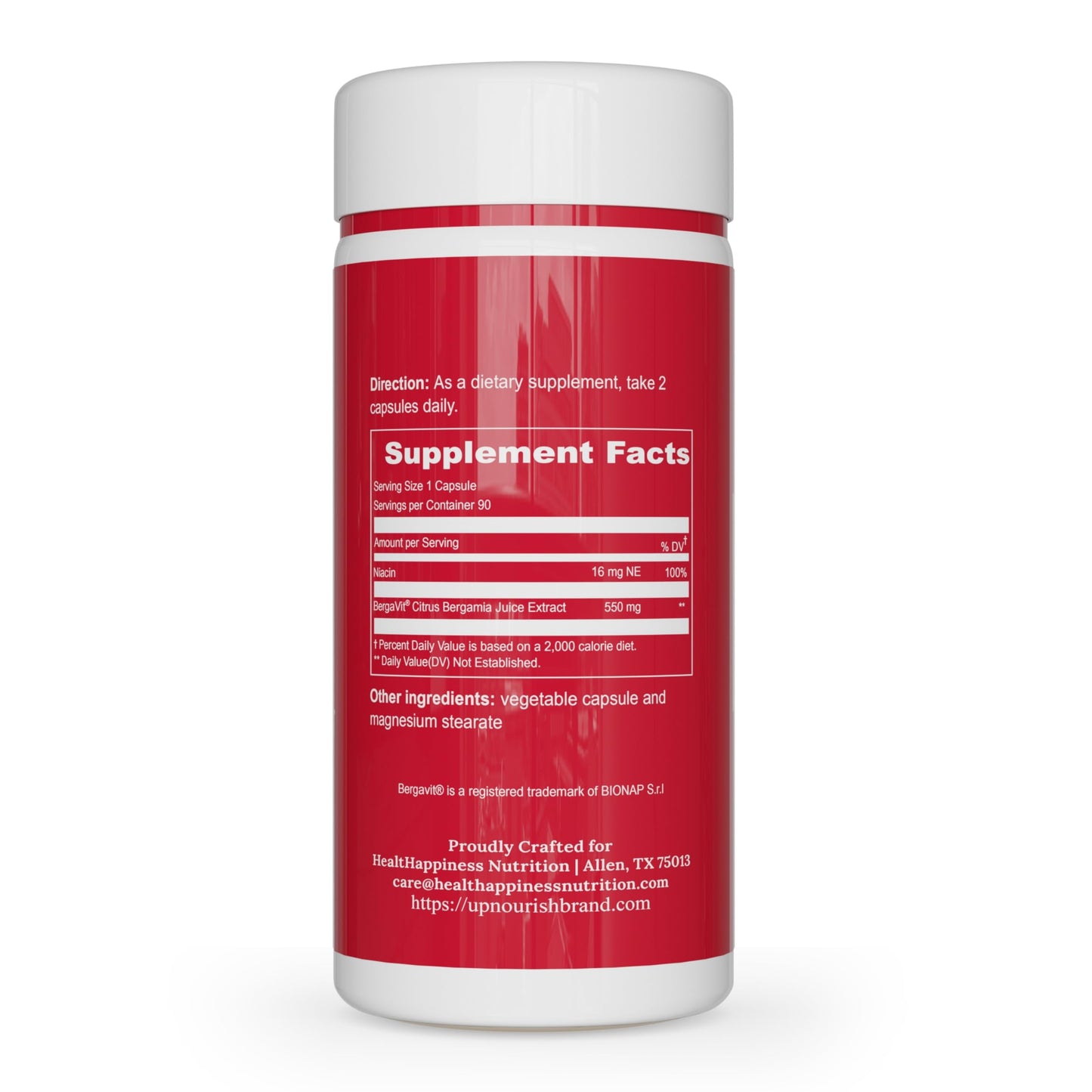 UpNourish Bergavit Citrus Bergamot Cholesterol Supplement - Italian Citrus Bergamot Extract 550mg for Women and Men 90 Softgels