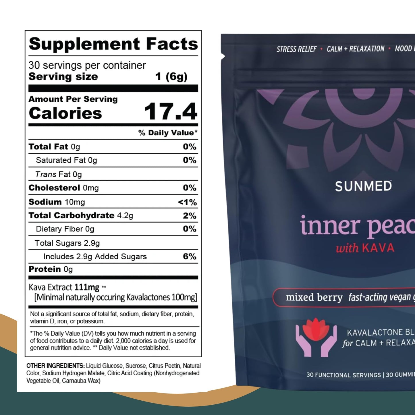 SUNMED Kava Gummies for Stress Relief & Deep Calm 60 Count