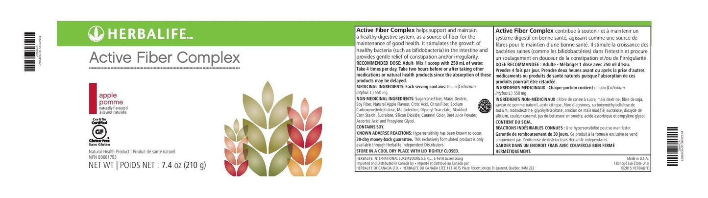 Herbalife Active Fiber Complex Apple Flavor Powder 7.14 oz