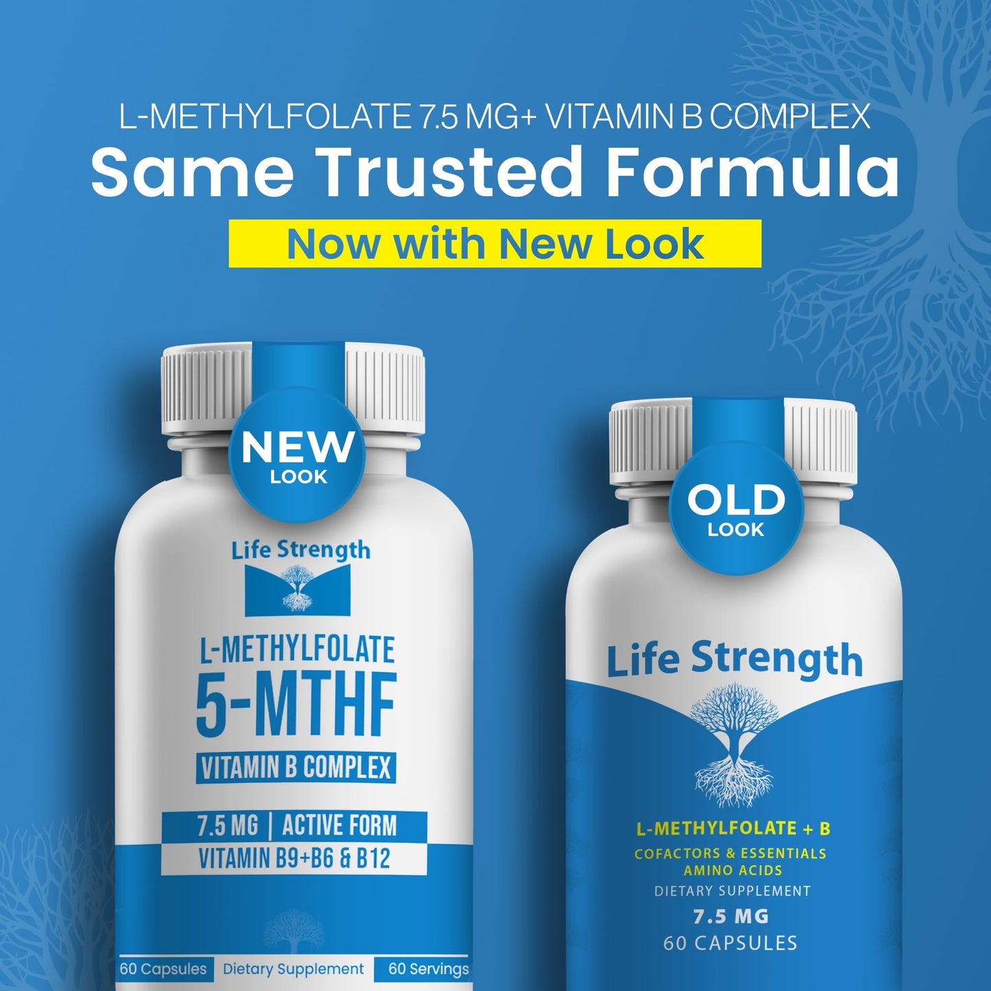 LifeStrength L-Methylfolate 7.5mg + Vitamin B Complex - 5-MTHF, B6 & B12 Methylcobalamin, 60 Capsules