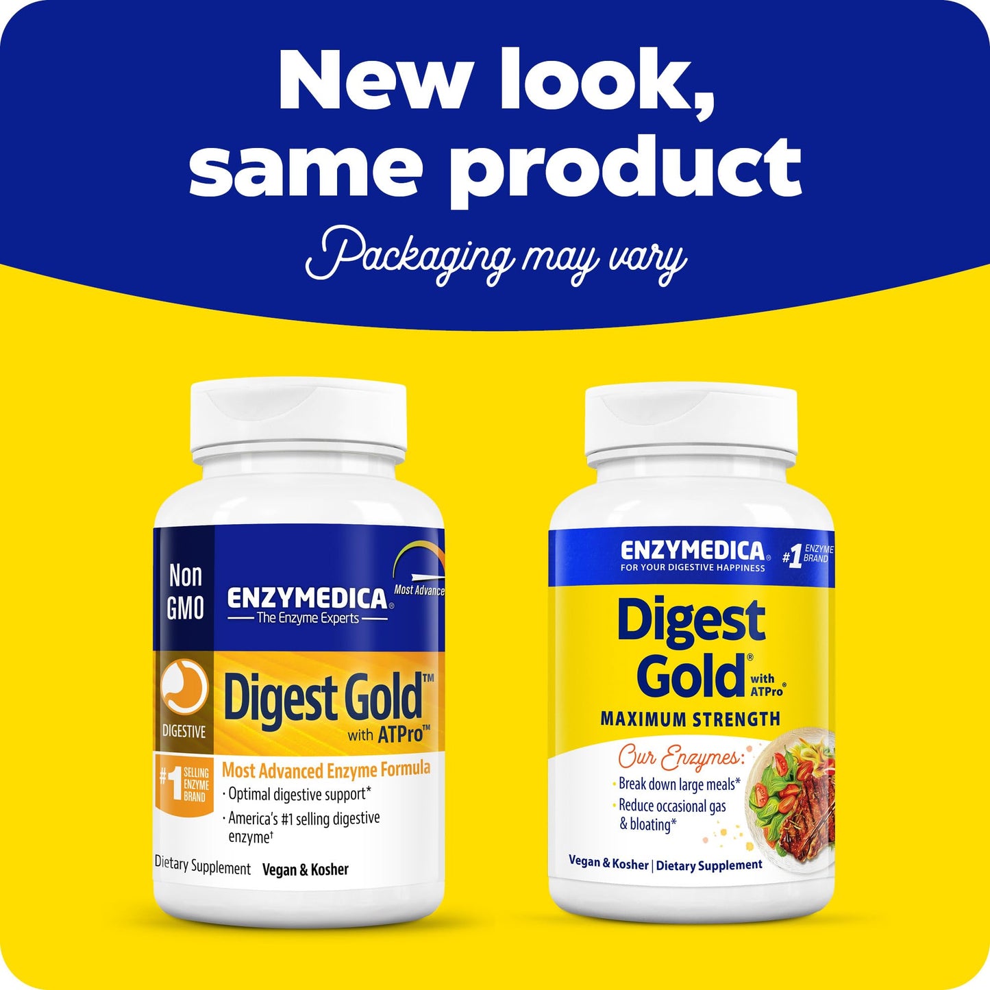 Enzymedica Digest Gold + ATPro, Maximum Strength Enzyme Formula, 14 Key Enzymes Including Amylase, Protease, Lipase and Lactase, 120 Capsules