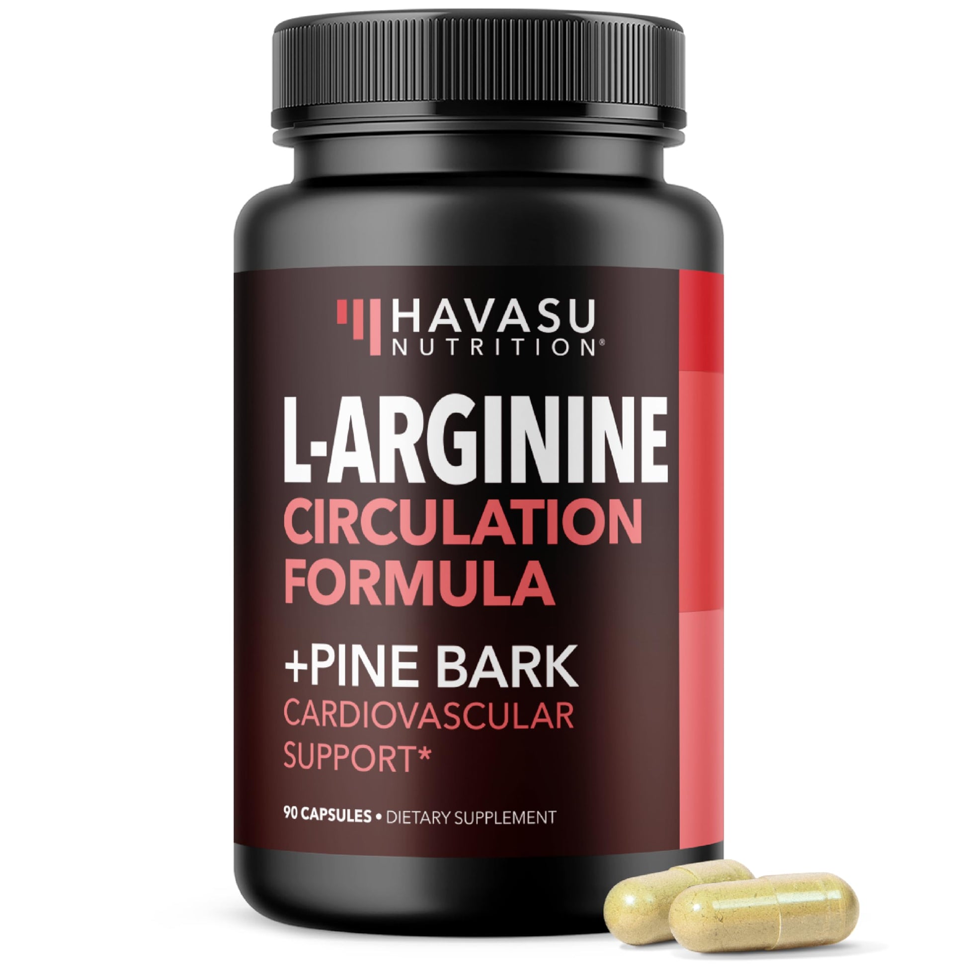 HAVASU NUTRITION L-Arginine 1800mg and Pine Bark Extract 100mg Nitric Oxide Supplement for Men, 90 Capsules