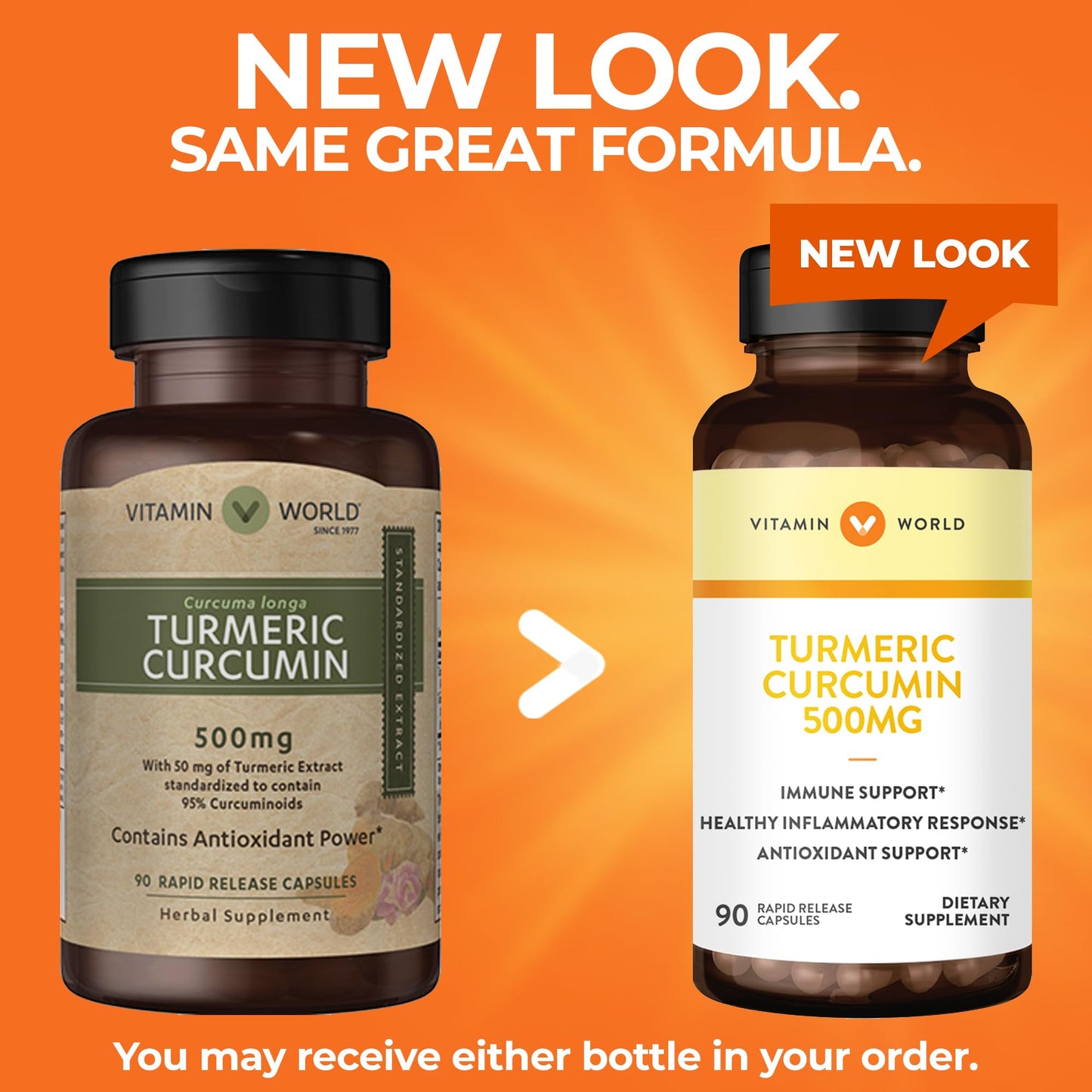 Vitamin World Turmeric Curcumin 500mg Capsules 90 Count