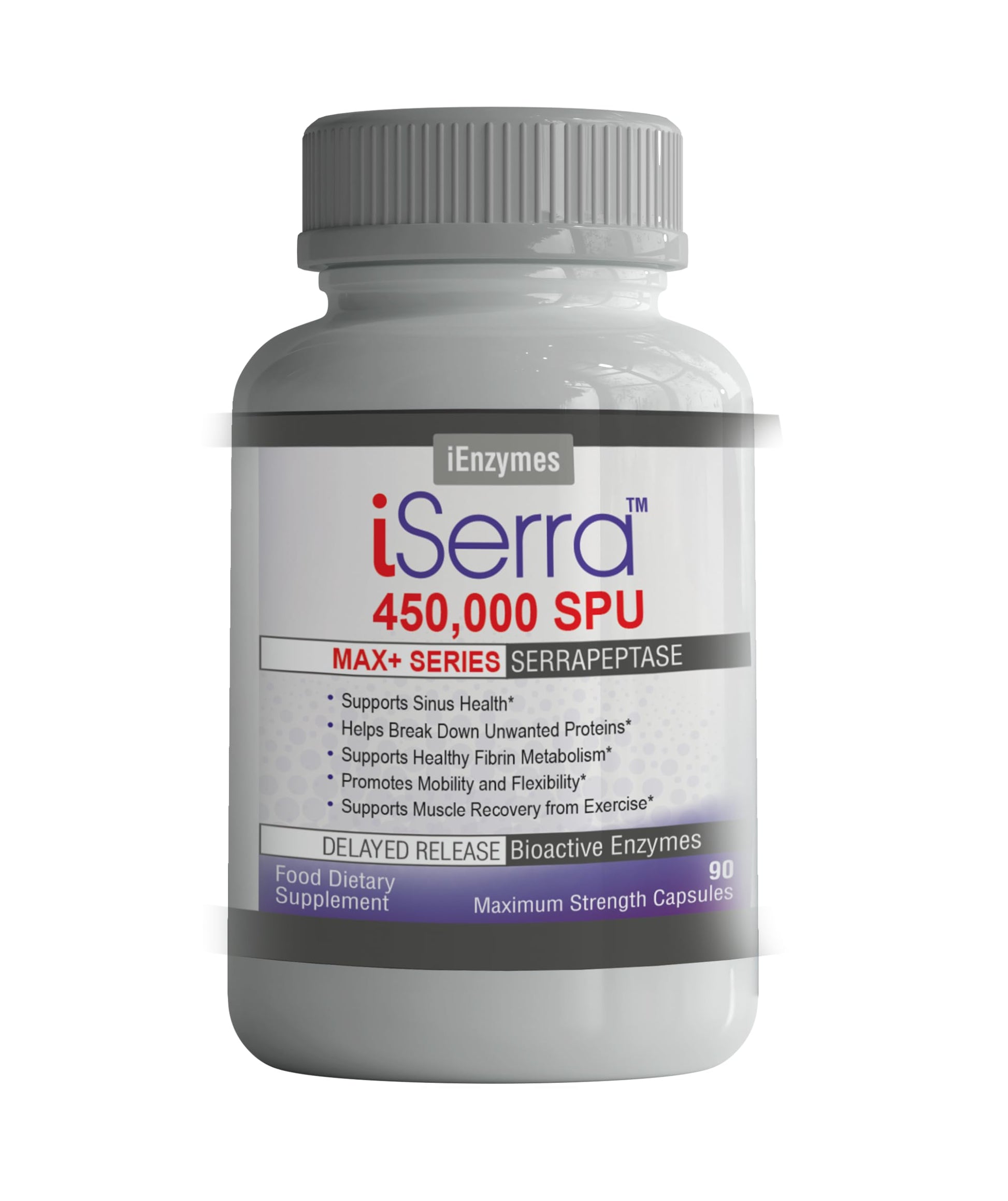 iEnzymes iSerra Serrapeptase Enzyme 450,000 SPU Capsule, 90 Count