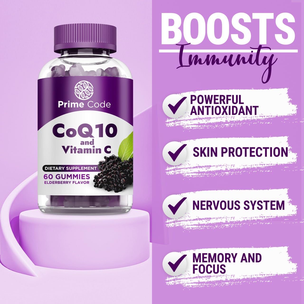 Prime Code CoQ10 Gummies 200mg with Vitamin C, 60 Gummies