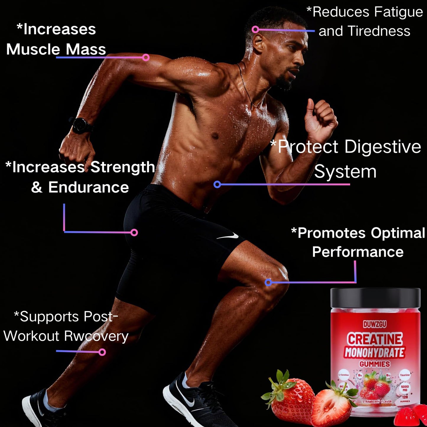 DUWZGU Creatine Monohydrate Gummies 128 Gummies