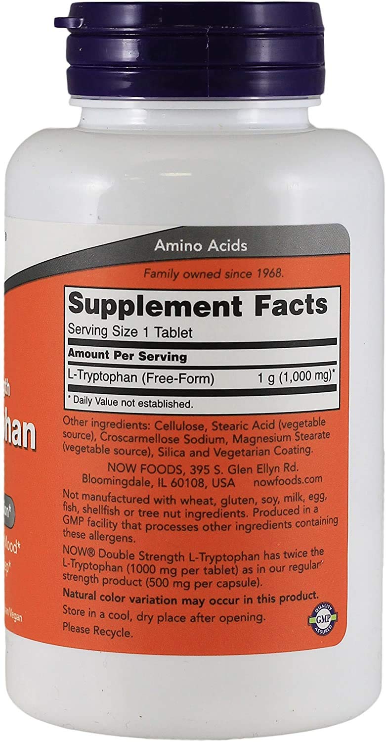 NOW Foods L-Tryptophan 1000mg Tablets, 120 Count