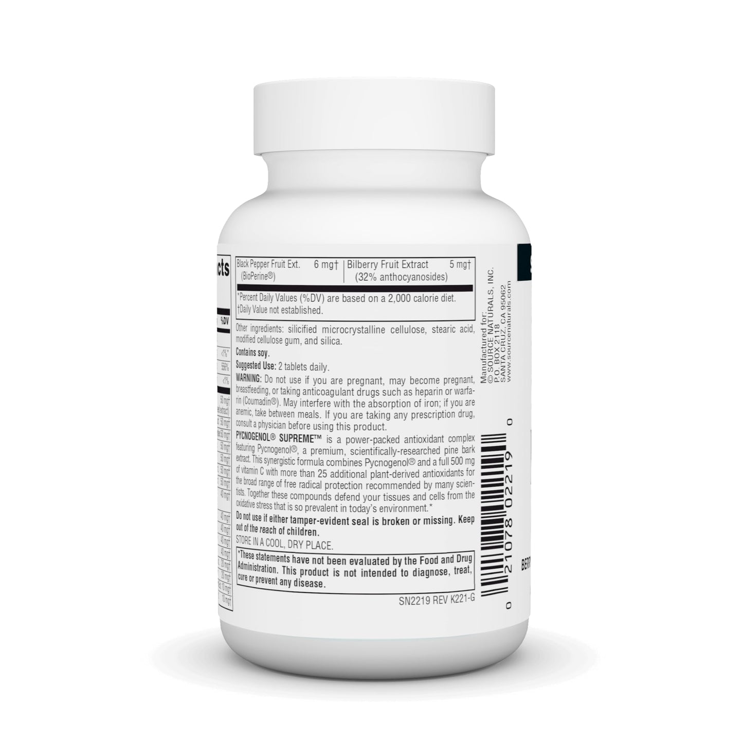 Source Naturals Pycnogenol Supreme Berry & Botanical Antioxidant Complex 30 Tablets