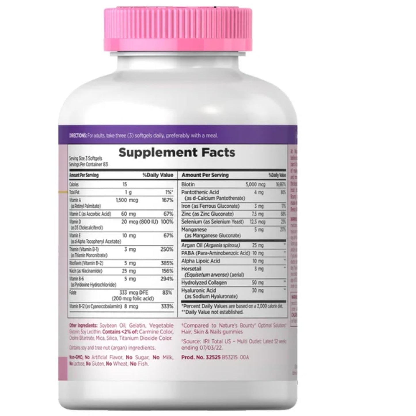 Nature's Bounty Biotin 5000 mcg Hair Skin and Nails Tablets, 250 Count