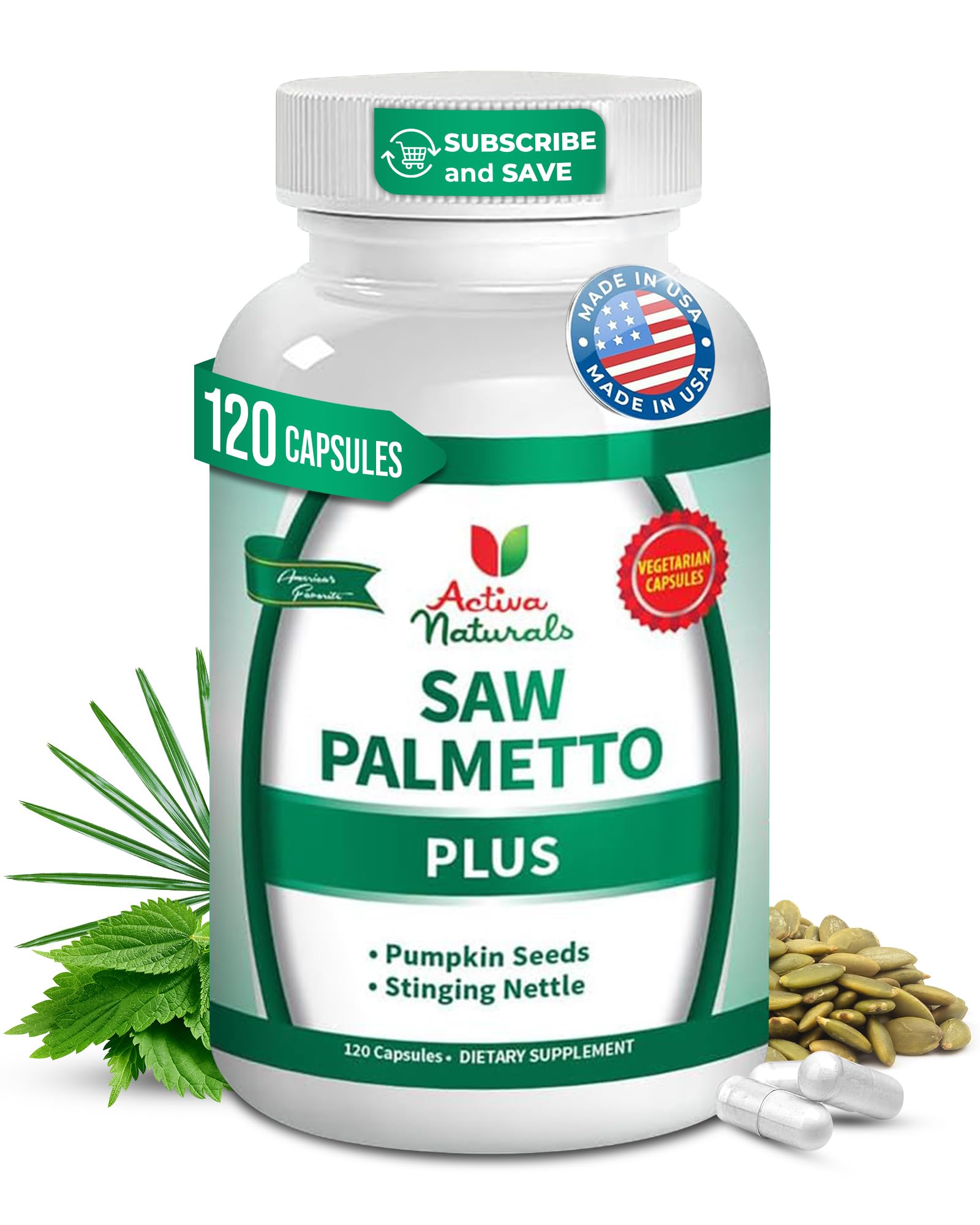 Activa Naturals Saw Palmetto for Men Prostate Health Supplements Capsules 120 Count