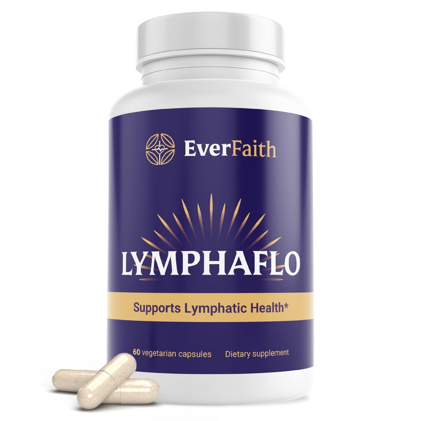 EVERFAITH LymphaFlo Lymphatic Drainage Supplement - Lymph System Support Capsules 60