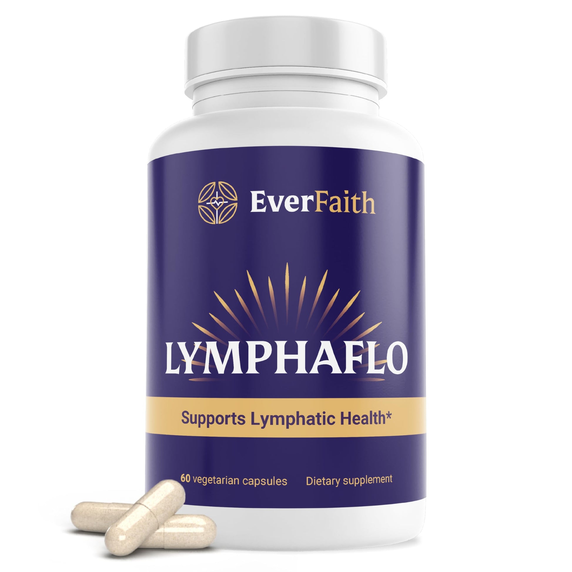 EVERFAITH LymphaFlo Lymphatic Drainage Supplement - Lymph System Support Capsules 60