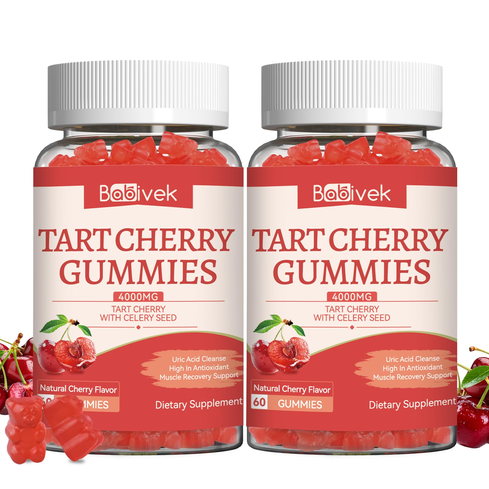 Babivek Tart Cherry Gummies with Celery Seed Extract 4000mg Gummy 60