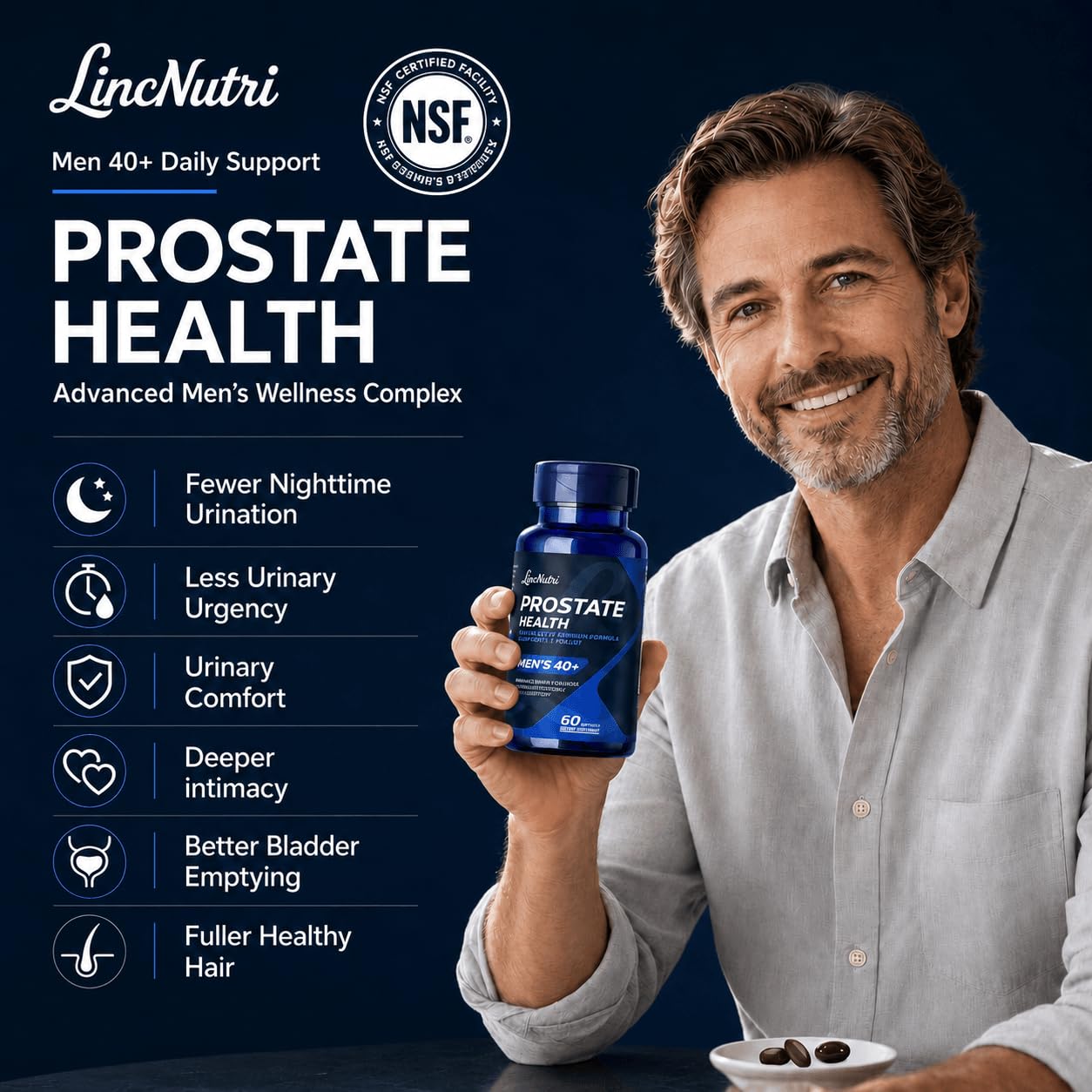 LincNutri Prostate Health Saw Palmetto with Pumpkin Seed Oil & Graminex Softgels, 60 Count