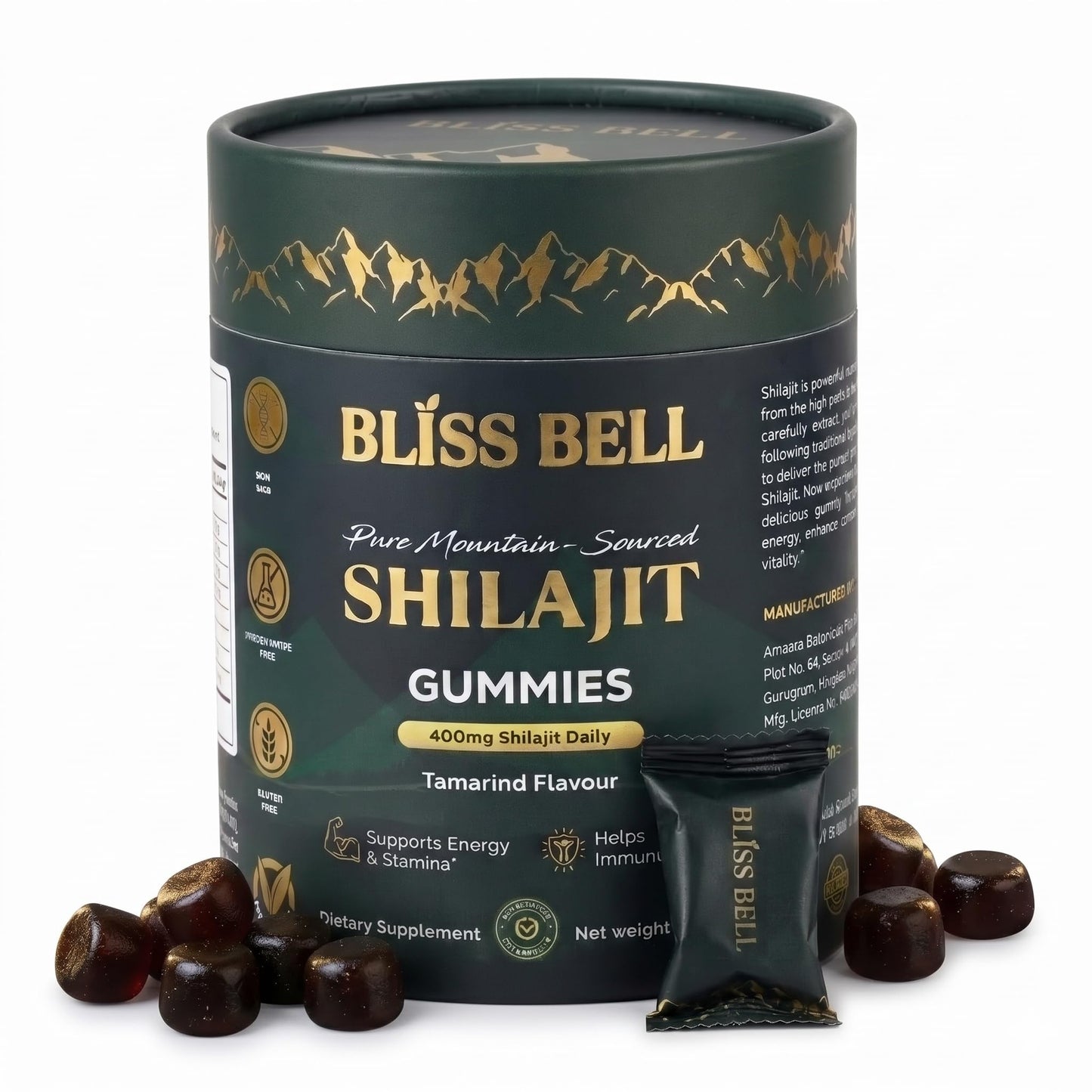 BLISS BELL Pure Himalayan Shilajit Gummies 60 Count