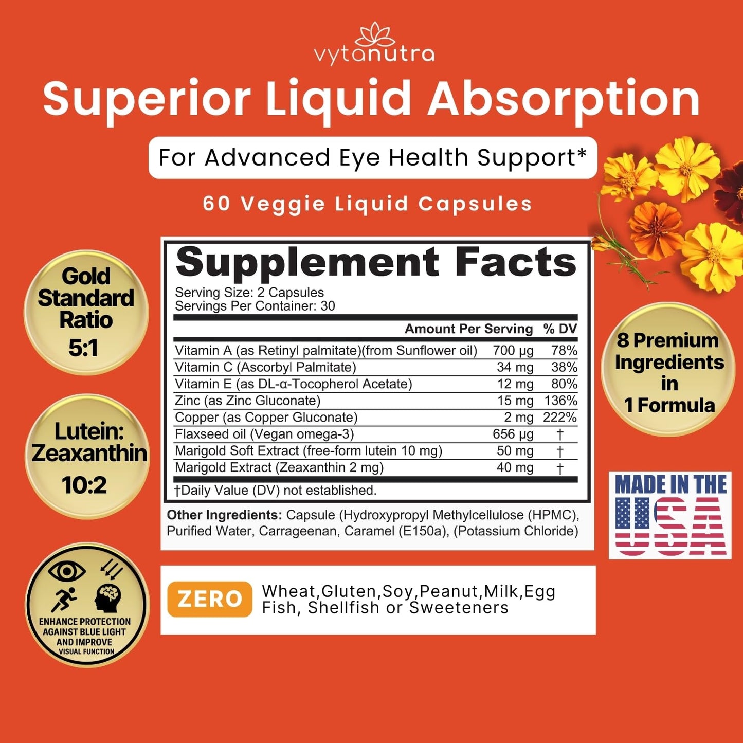 Vytanutra Liquid Lutein & Zeaxanthin Capsules, 60 Count