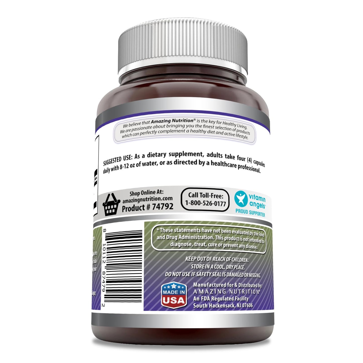 Amazing Nutrition Creatine Monohydrate 3000 Mg Capsules, 180 Count