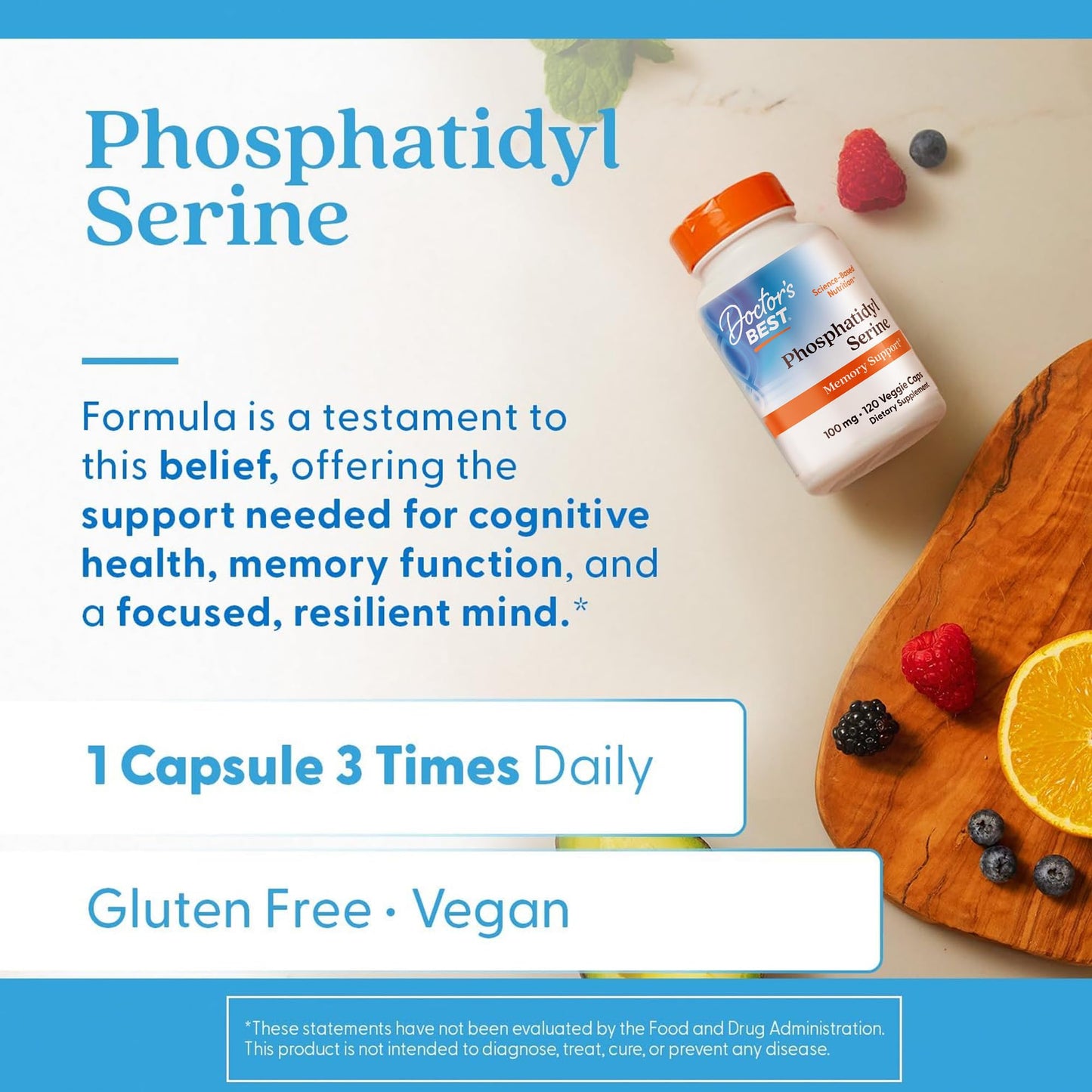 Doctor's Best Phosphatidylserine Supplement 100 mg Capsules, 120 Count