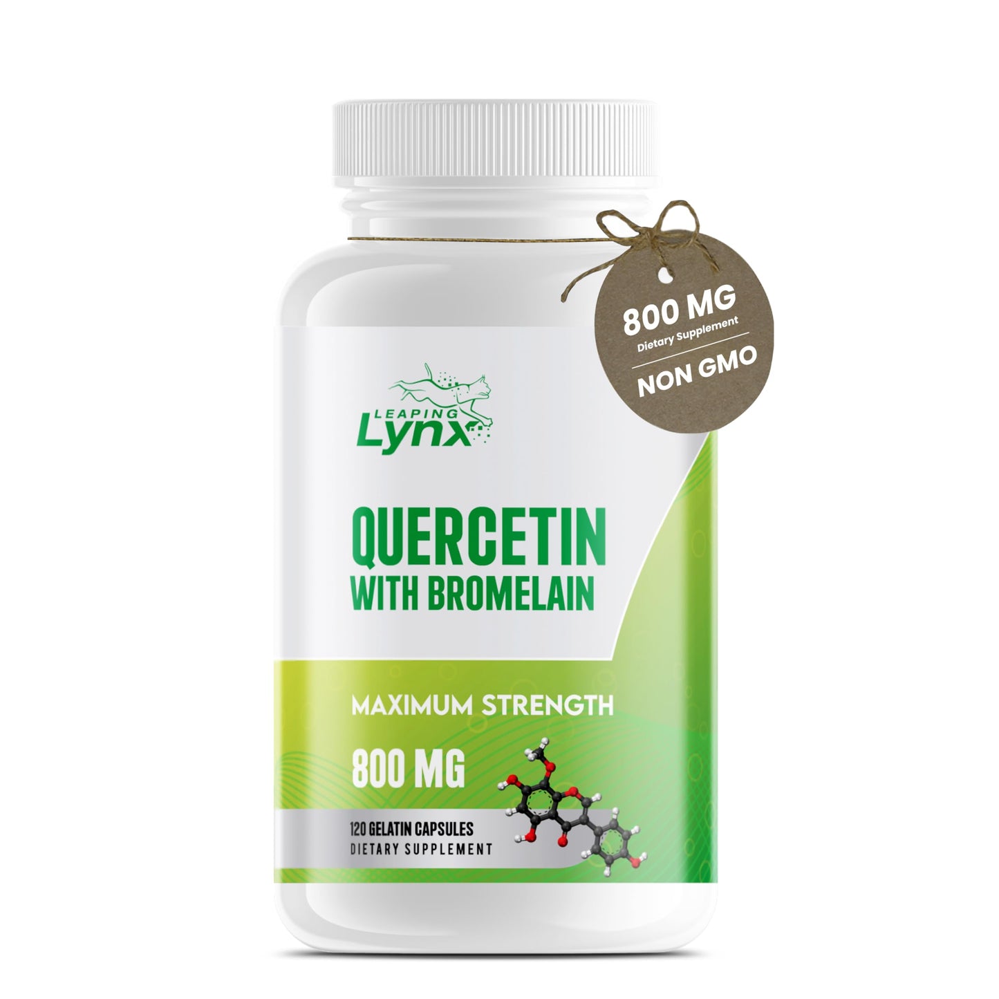 Leaping Lynx Quercetin with Bromelain – 800mg Quercetin + 165mg Bromelain, 120 Capsules