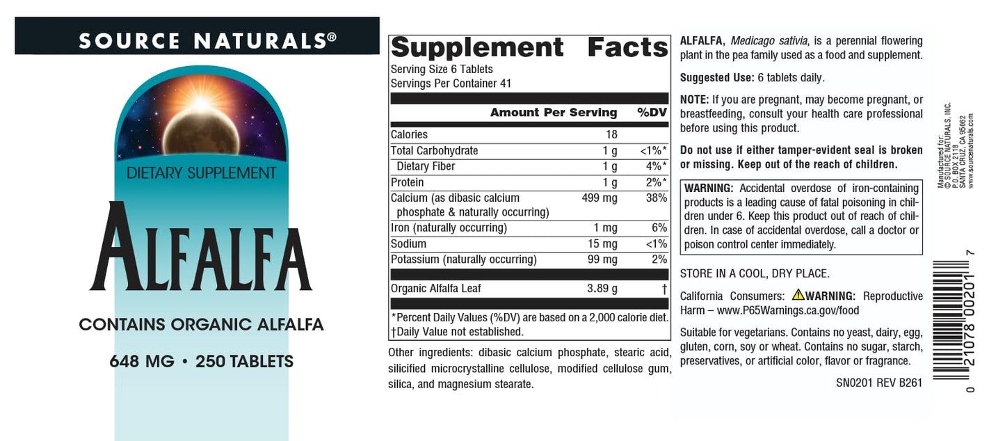 Source Naturals Alfalfa Tablets 250