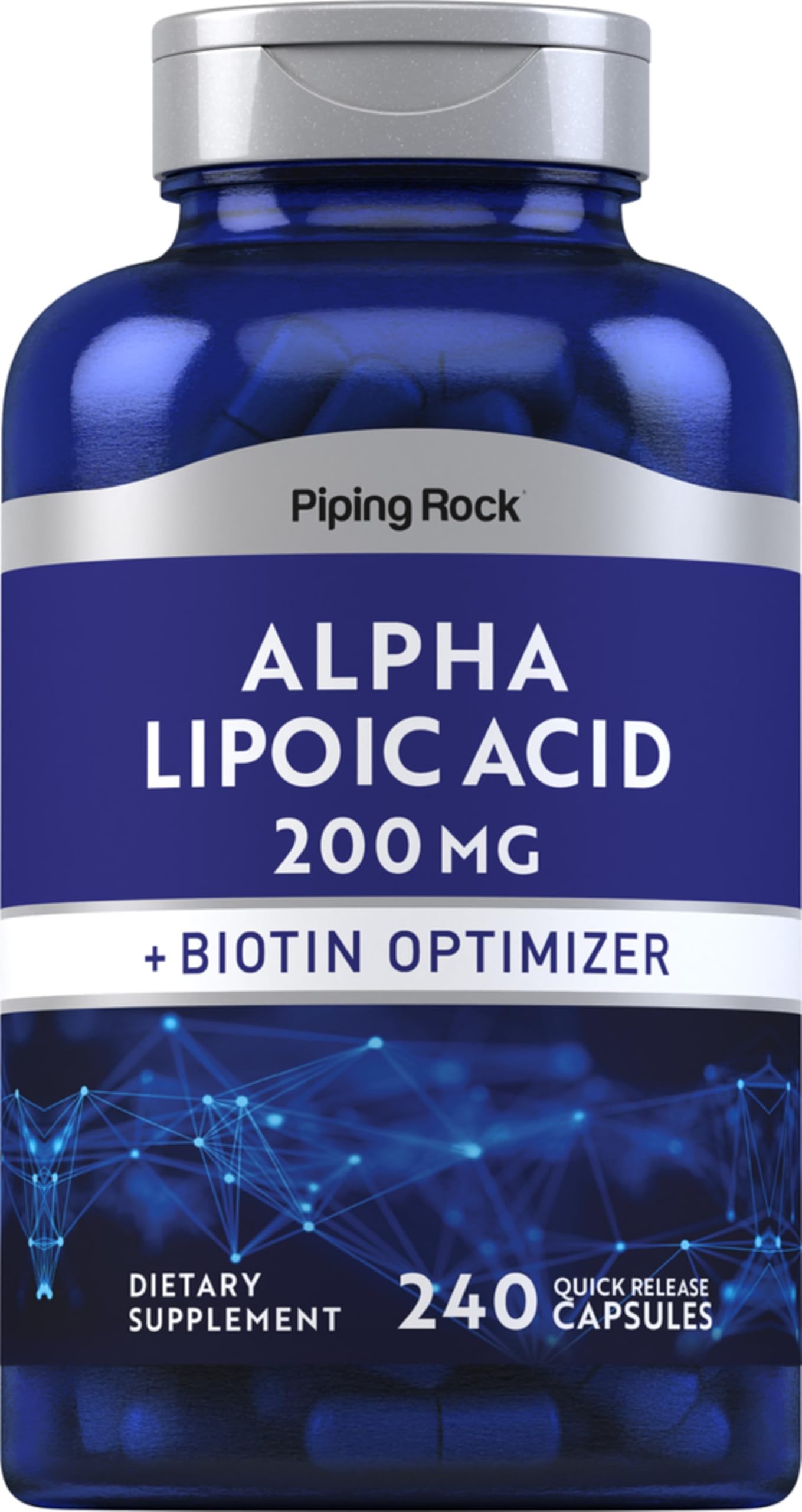Piping Rock Alpha Lipoic Acid 200mg Plus Biotin Capsules, 240 Count