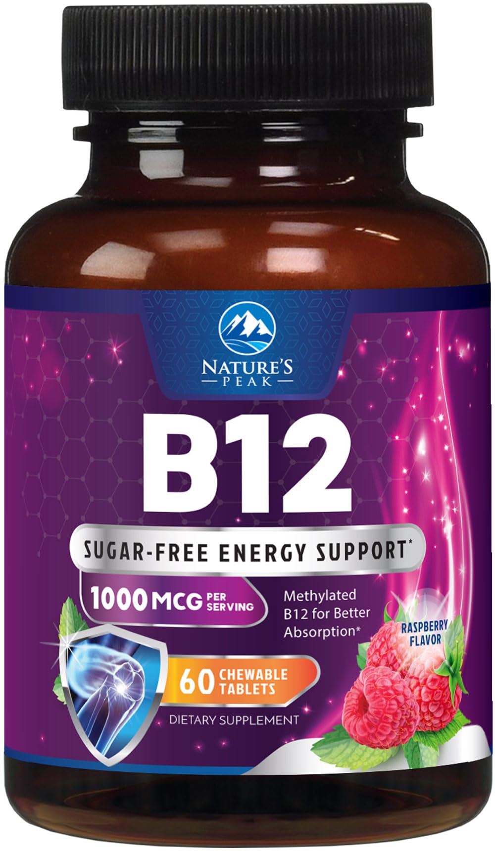 Nature's Peak Vitamin B12 Complex (Methylcobalamin) 1000 mcg - 3X Strength B12, Tablet, 60 Count