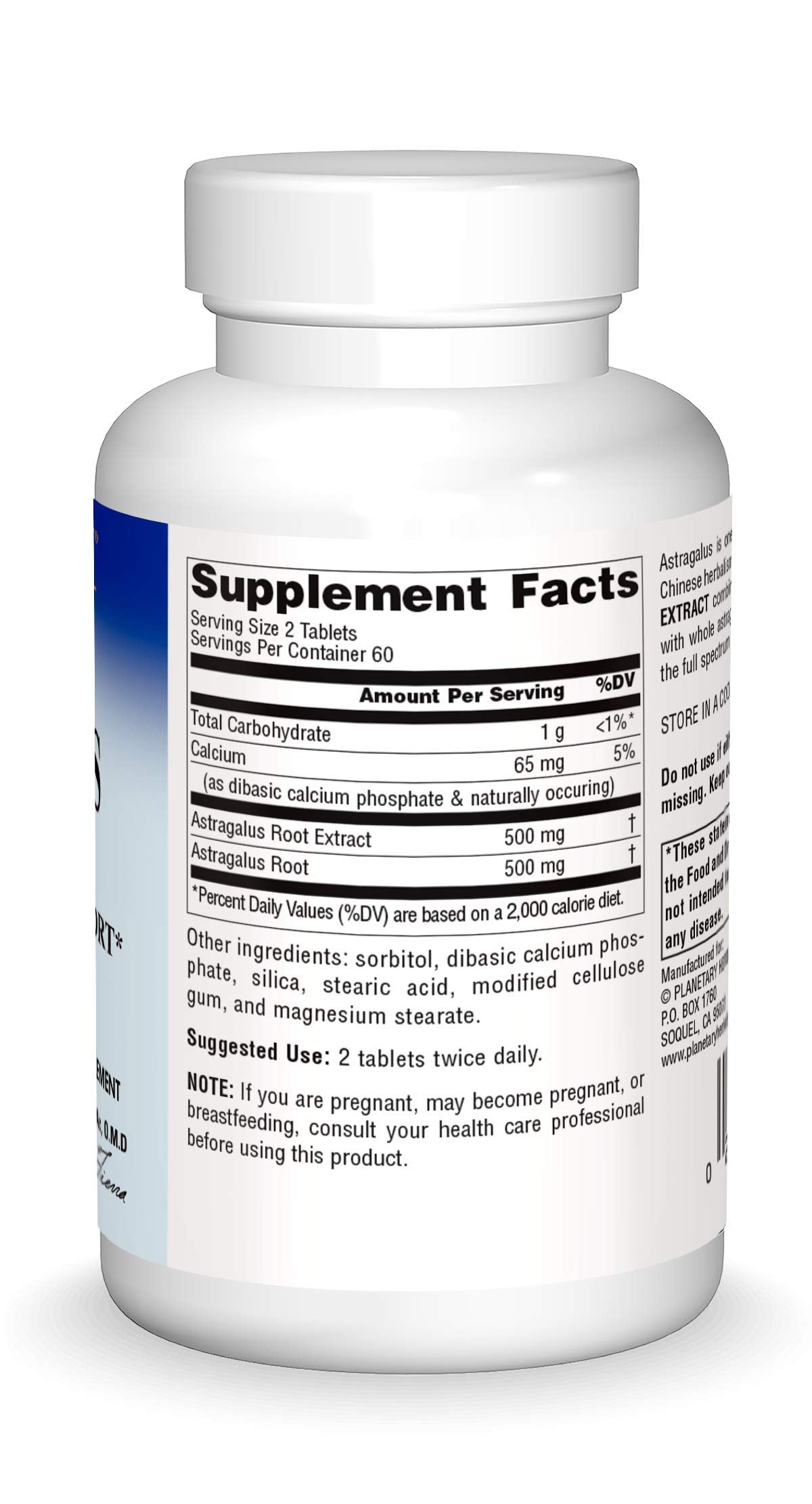 Planetary Herbals Full Spectrum Astragalus Extract 500 mg Tablets, 120 Tablets