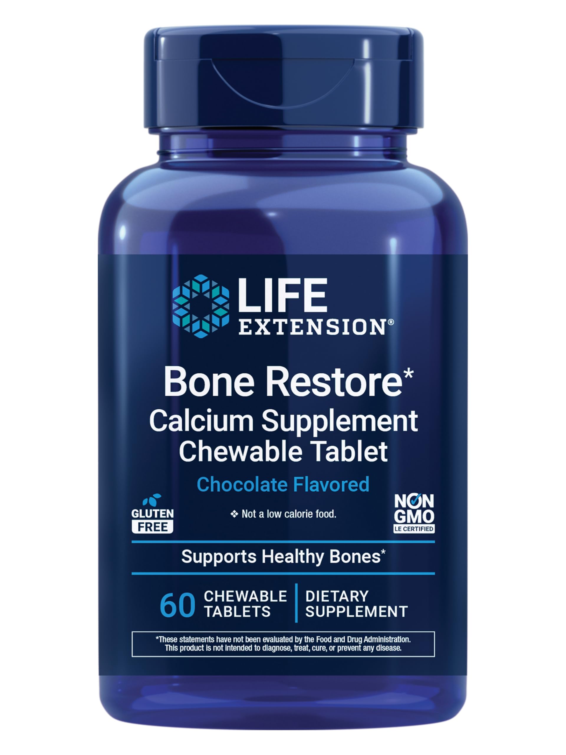 Life Extension Bone Restore Calcium Supplement Chewable Tablets, 60 Count