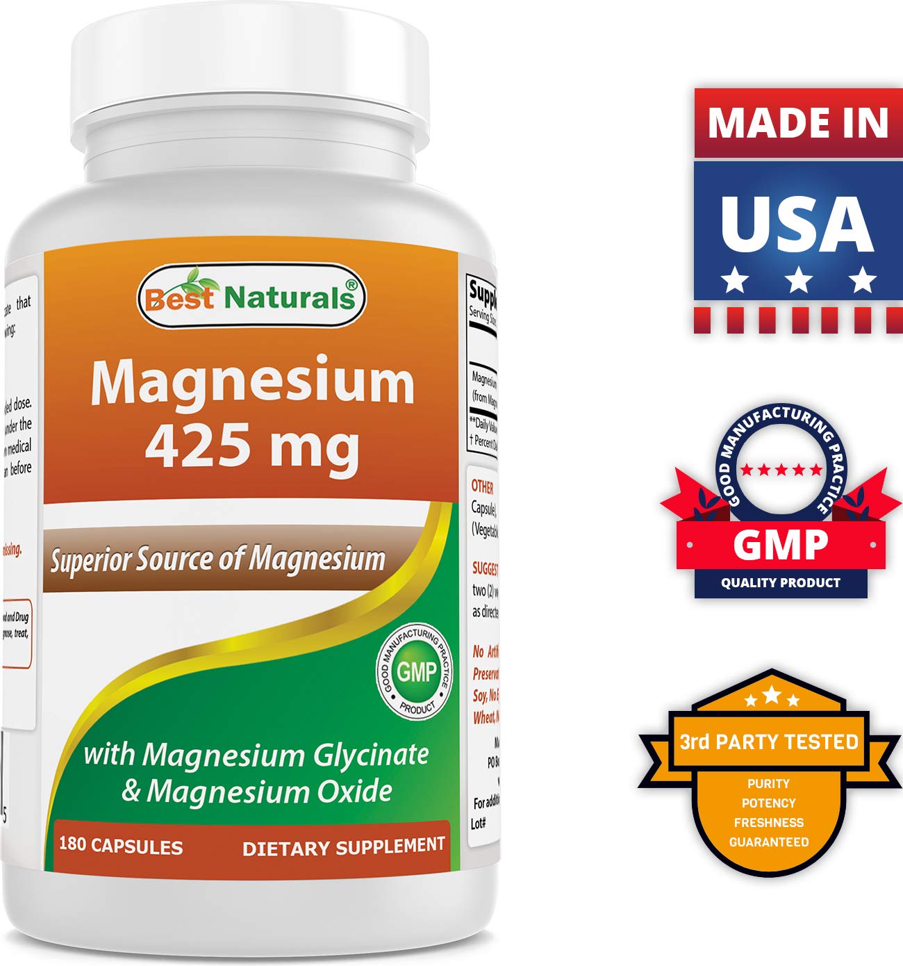 Best Naturals Magnesium 425 mg Capsules, 360 Capsules