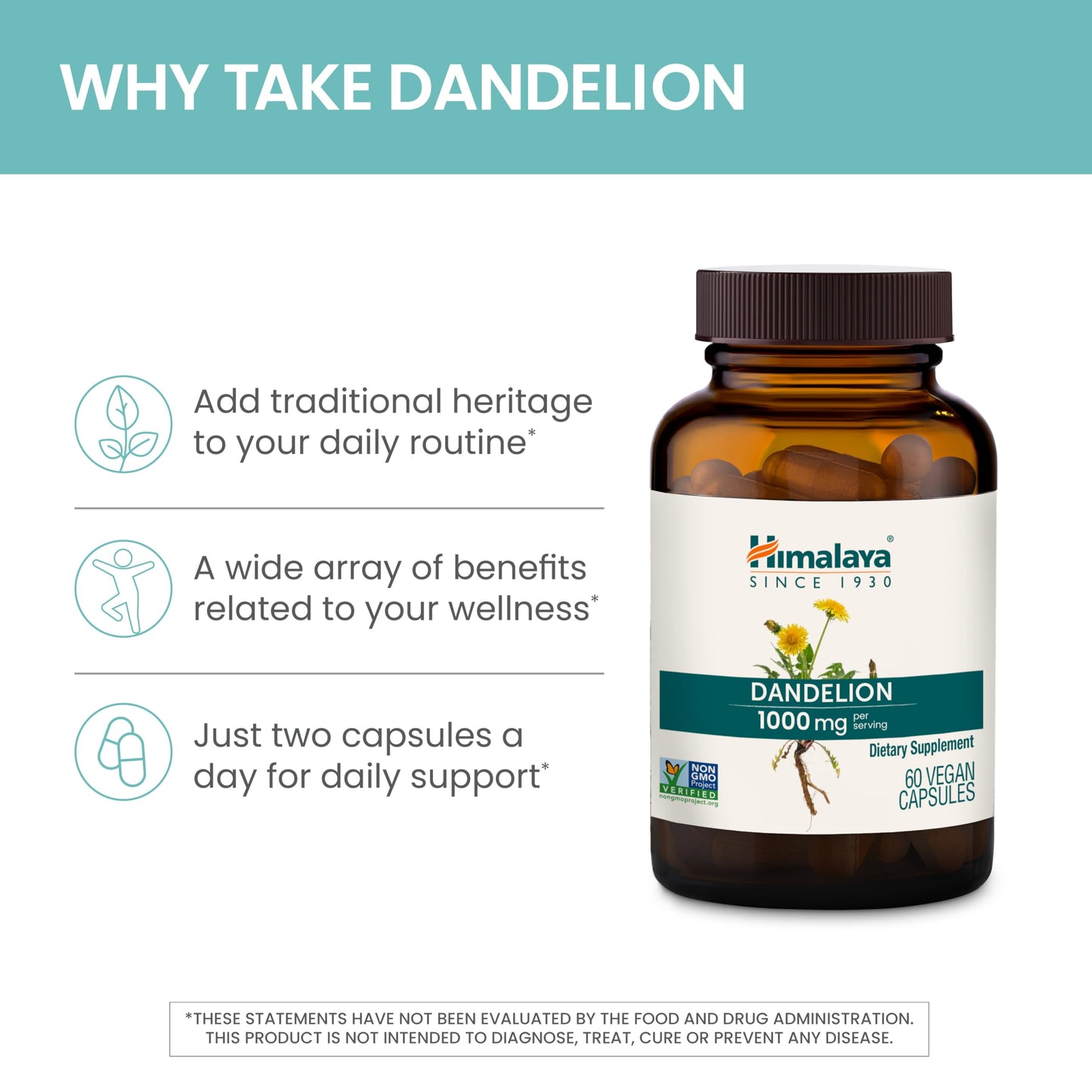 Himalaya Dandelion Root Supplement Capsules, 60 Count