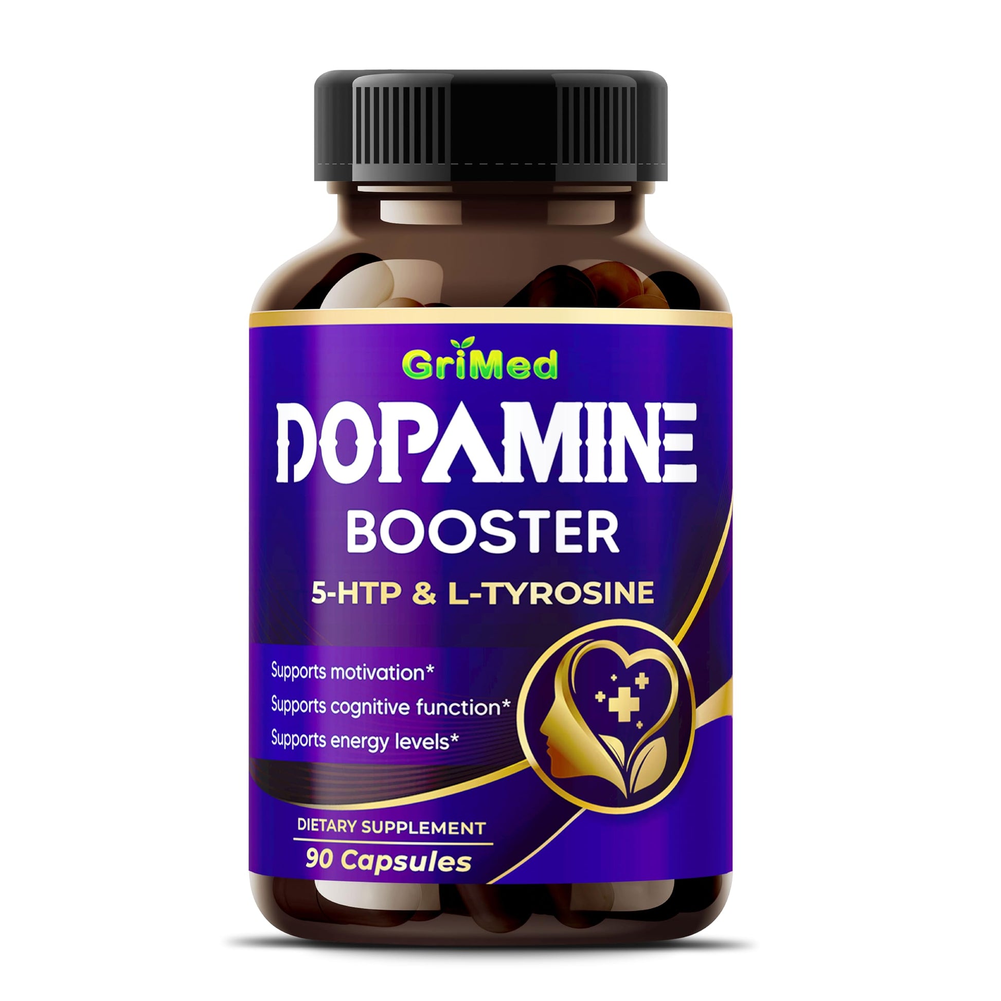 GriMed 5-HTP Capsules with L-Tyrosine, Magnesium, L-Theanine, Ashwagandha & B Vitamins, Mood and Focus Support, 90 Capsules