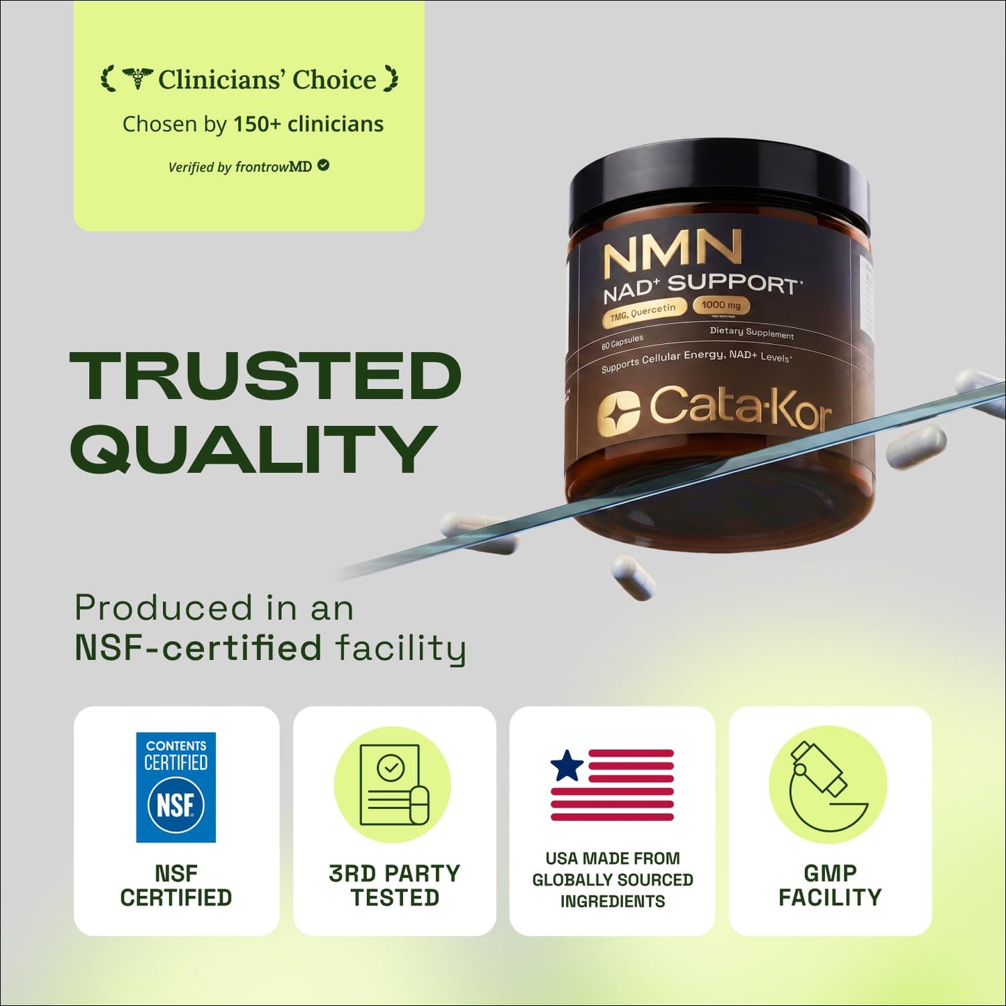 Cata-Kor NMN Supplement – 4-in-1 NAD Supplement with Quercetin, TMG & Resveratrol – NMNH Alternative – Supports Cellular Energy & NAD+ Level Capsule 60