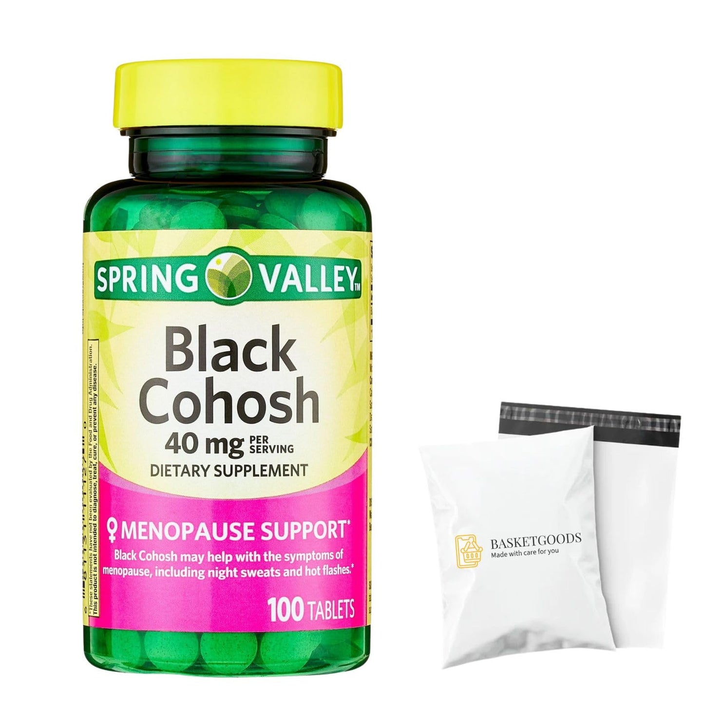 BASKETGOODS Black Cohosh Menopause Support 40 mg Tablet, 100 Count