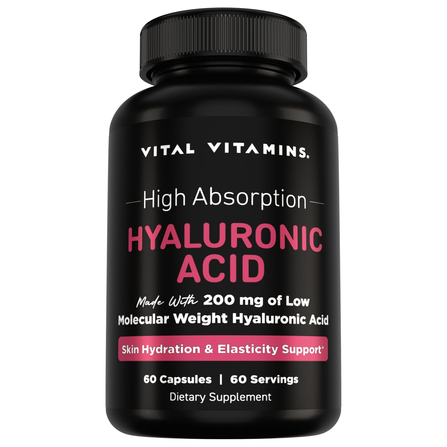 Vital Vitamins Hyaluronic Acid Supplements 60-Count Capsules