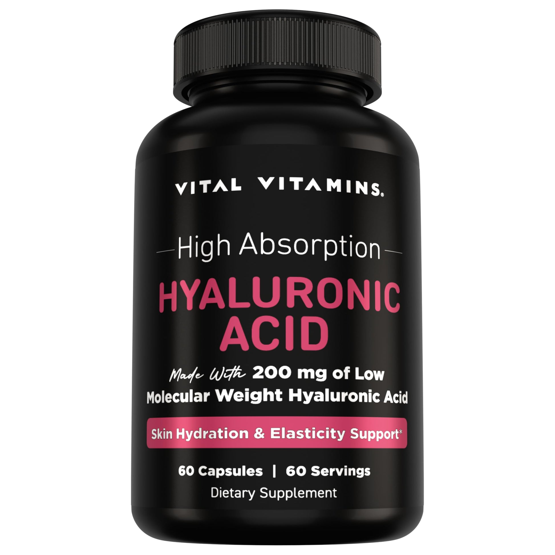 Vital Vitamins Hyaluronic Acid Supplements 60-Count Capsules