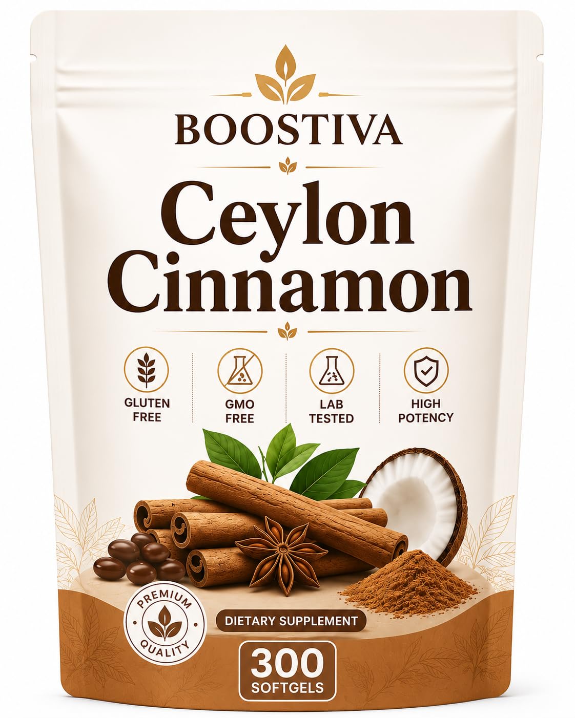Renovia Organics BOOSTIVA Ceylon Cinnamon Softgels 300 Count